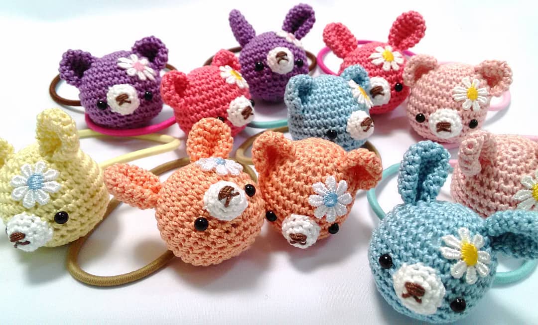 コロコロ動物の編みヘアゴム♪ | 虹色工房～かぎ編みとあみぐるみ～